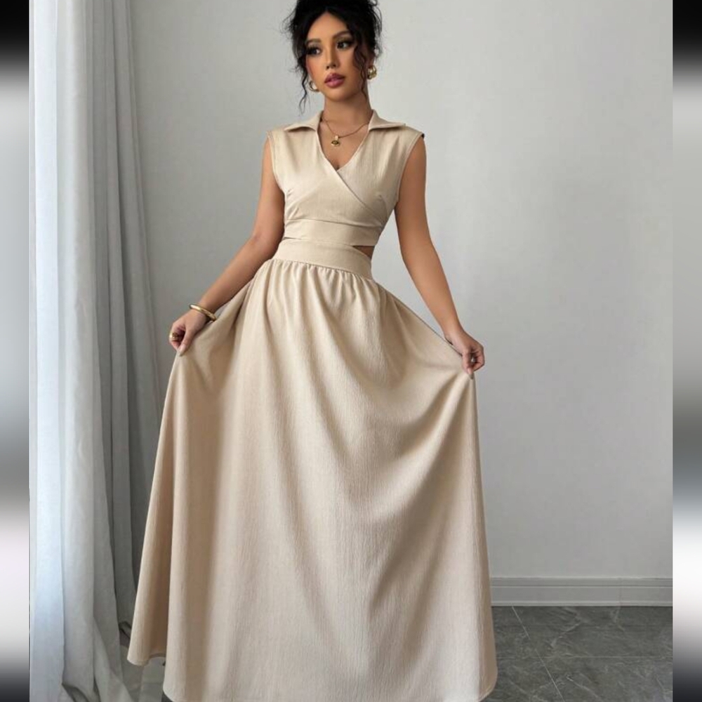 Elegant Beige Maxi Dress Size XL - Picture 4 of 4